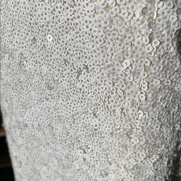 Clarisse White One Shoulder Sequin Dress Size 3/4 - Picture 10 of 17
